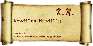 Kováts Mihály névjegykártya